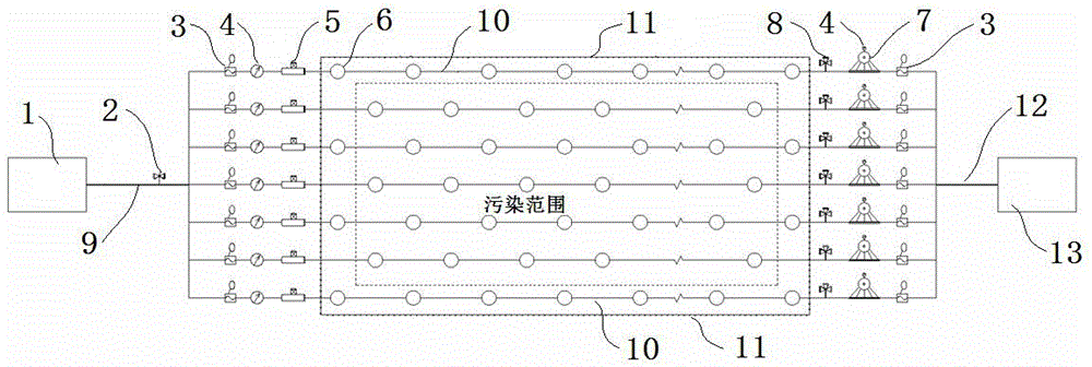 Multipath communicated pumping-recharging integrated treatment method for polluted water-soil in-situ remediation