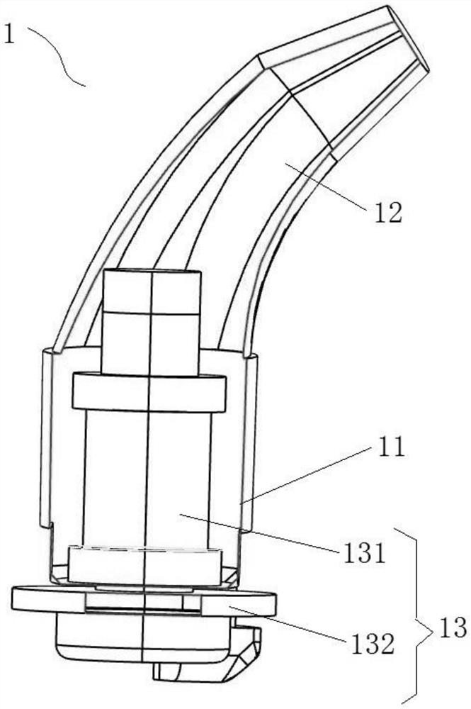 Connecting piece, bent arm and bone conduction earphone