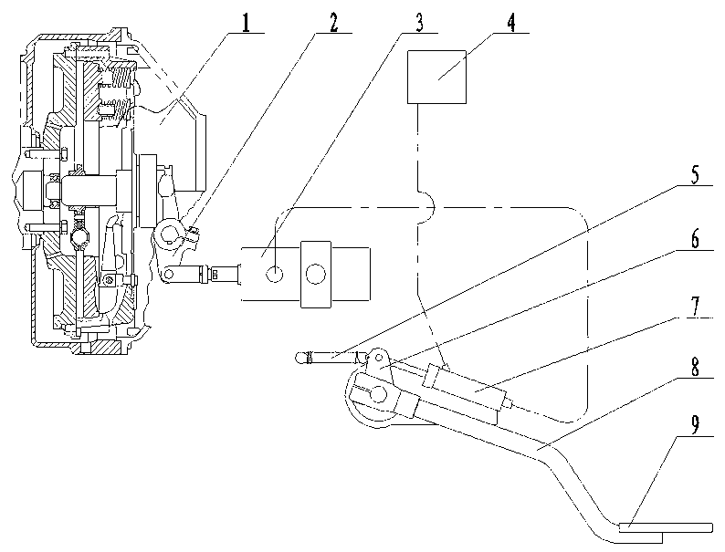 Pedaled hydraulic driving power-assisting clutch device