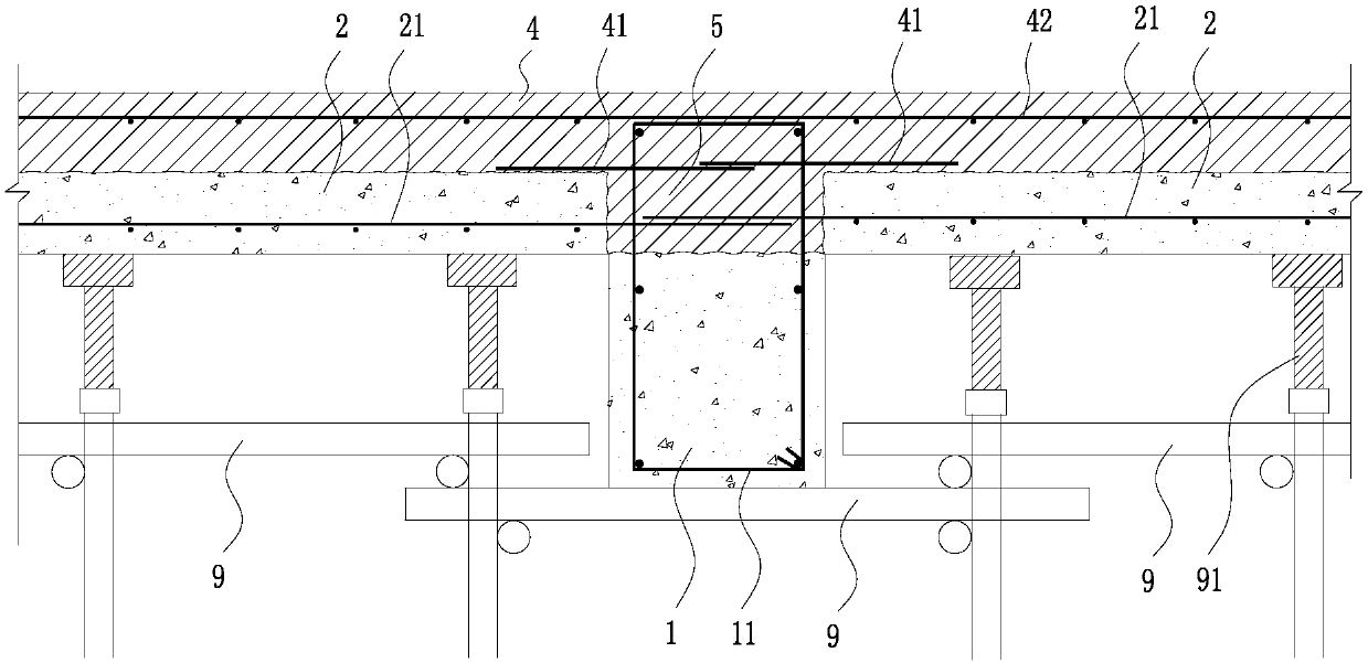 Construction method of prefabricated part and cast-in-place column assembly integral concrete frame structure