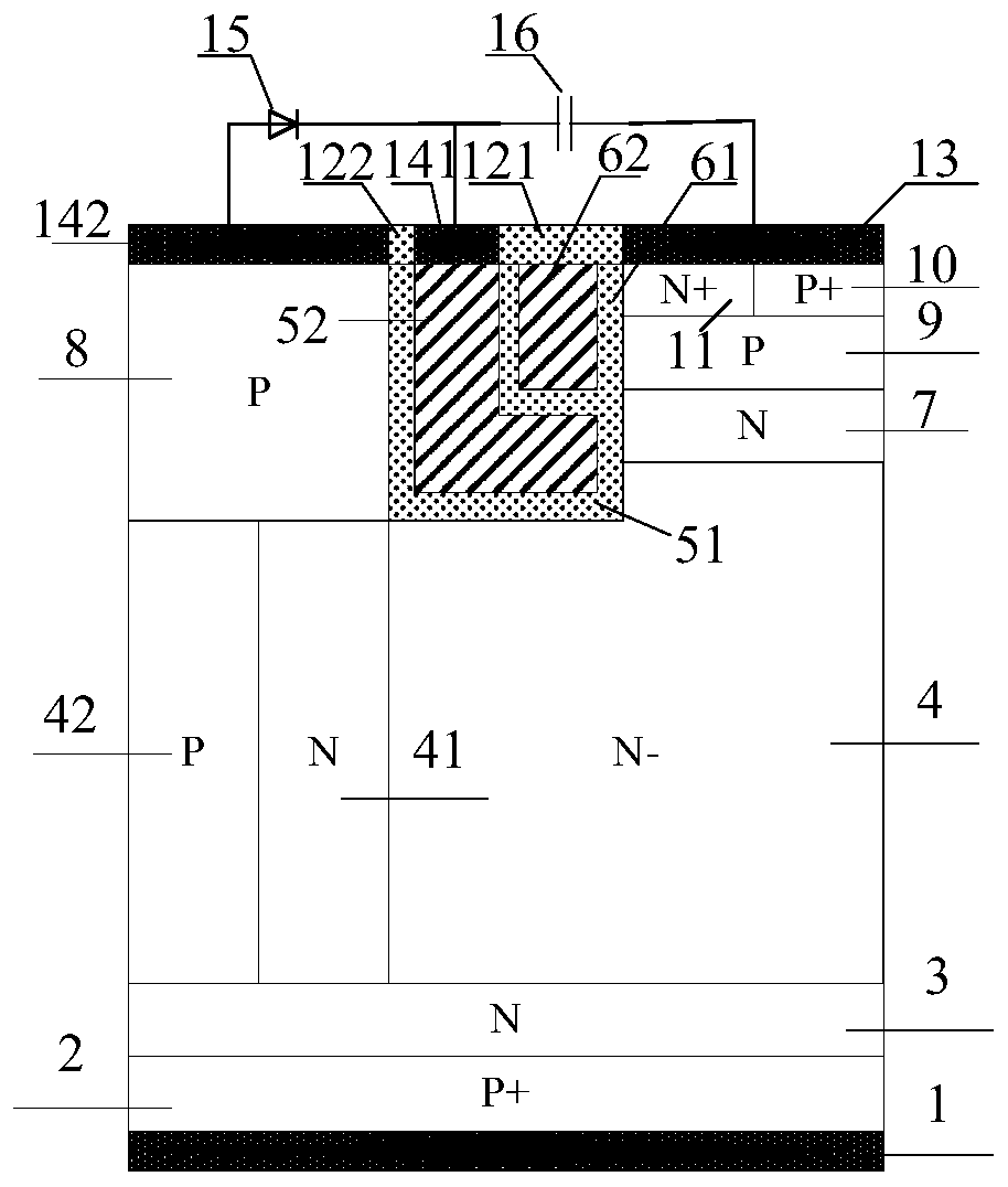 IGBT with self-biased separation gate structure