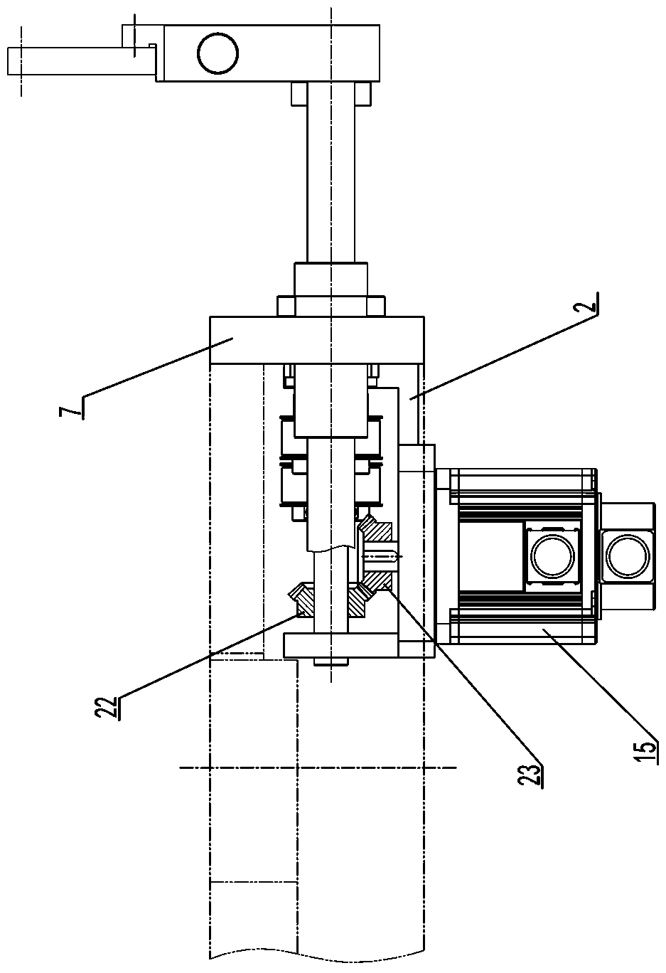 Servo motor two-way drive demolding mechanism for one-step method injection blow hollow molding machine