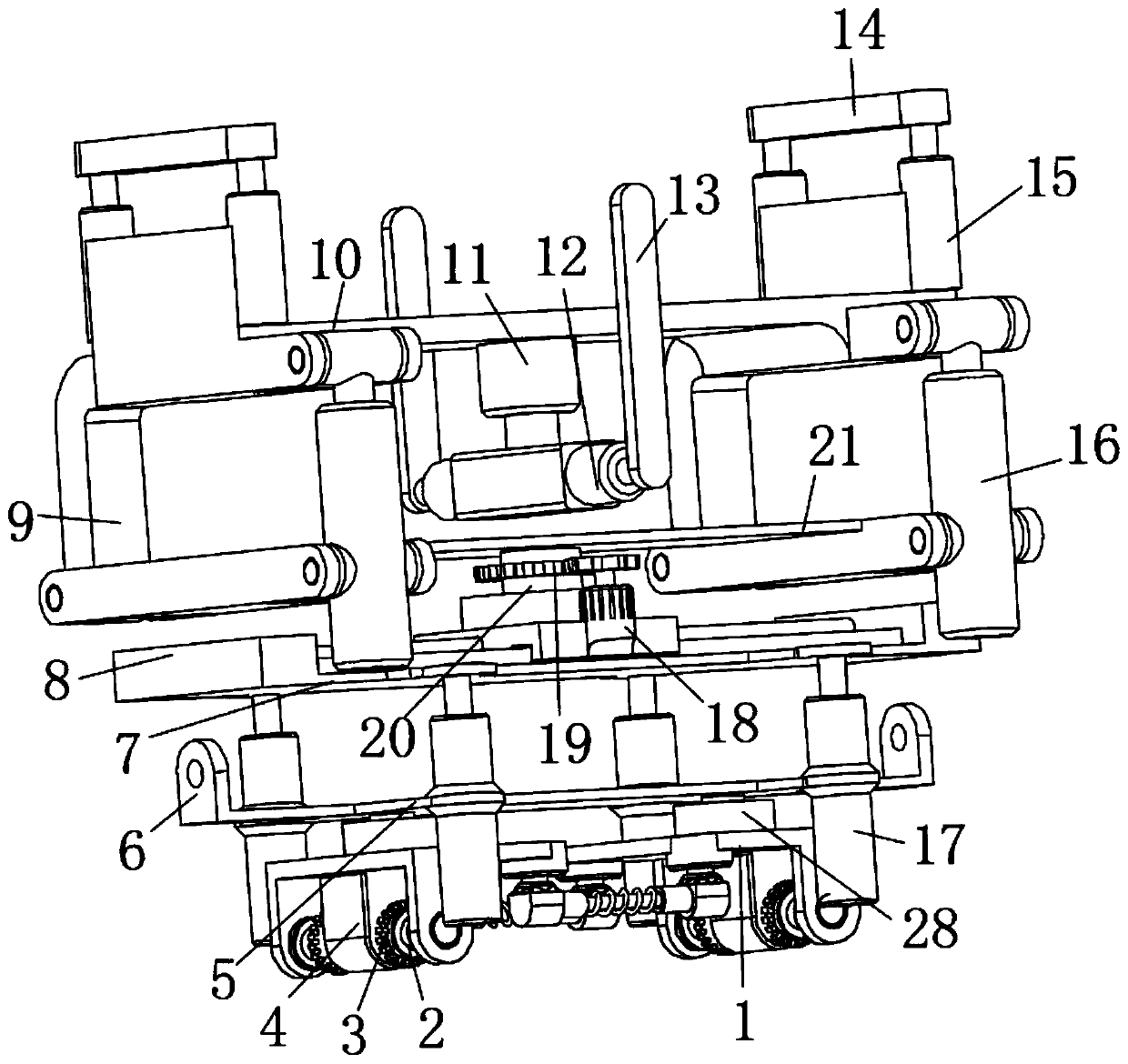 Construction device used for on-rail traveling type prefabricated joist steel