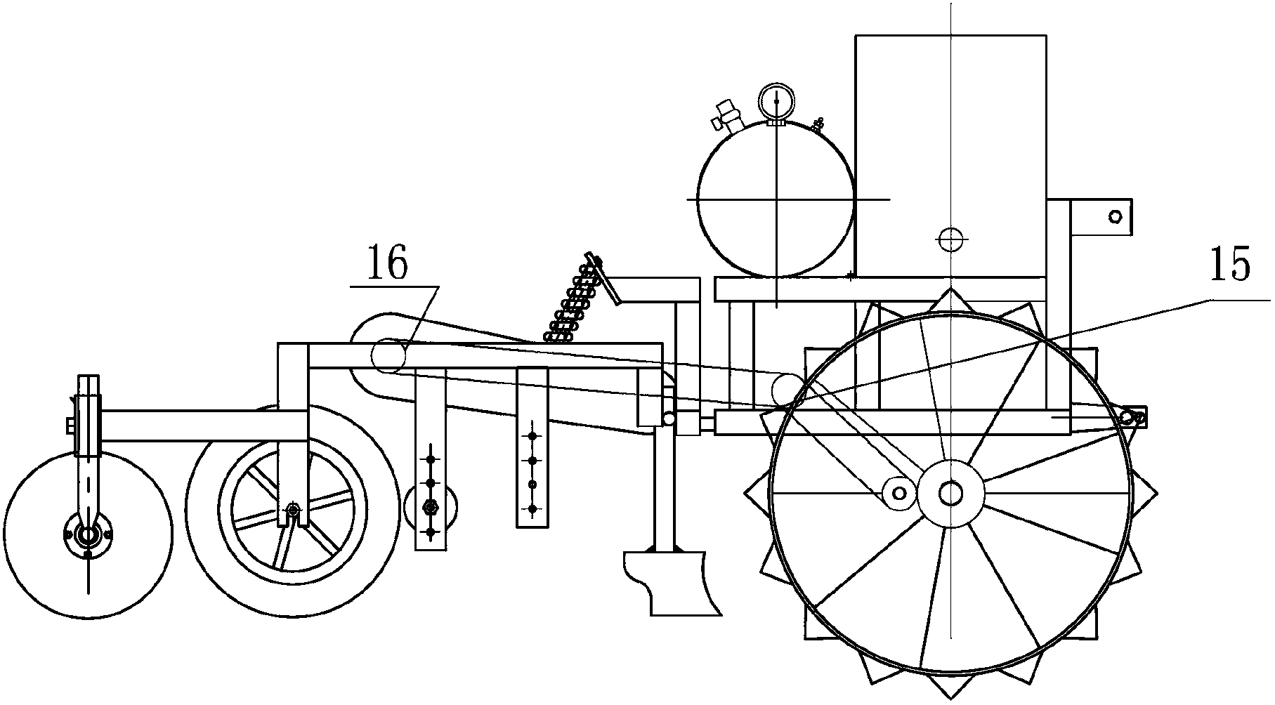 Four-wheeled film mulching machine