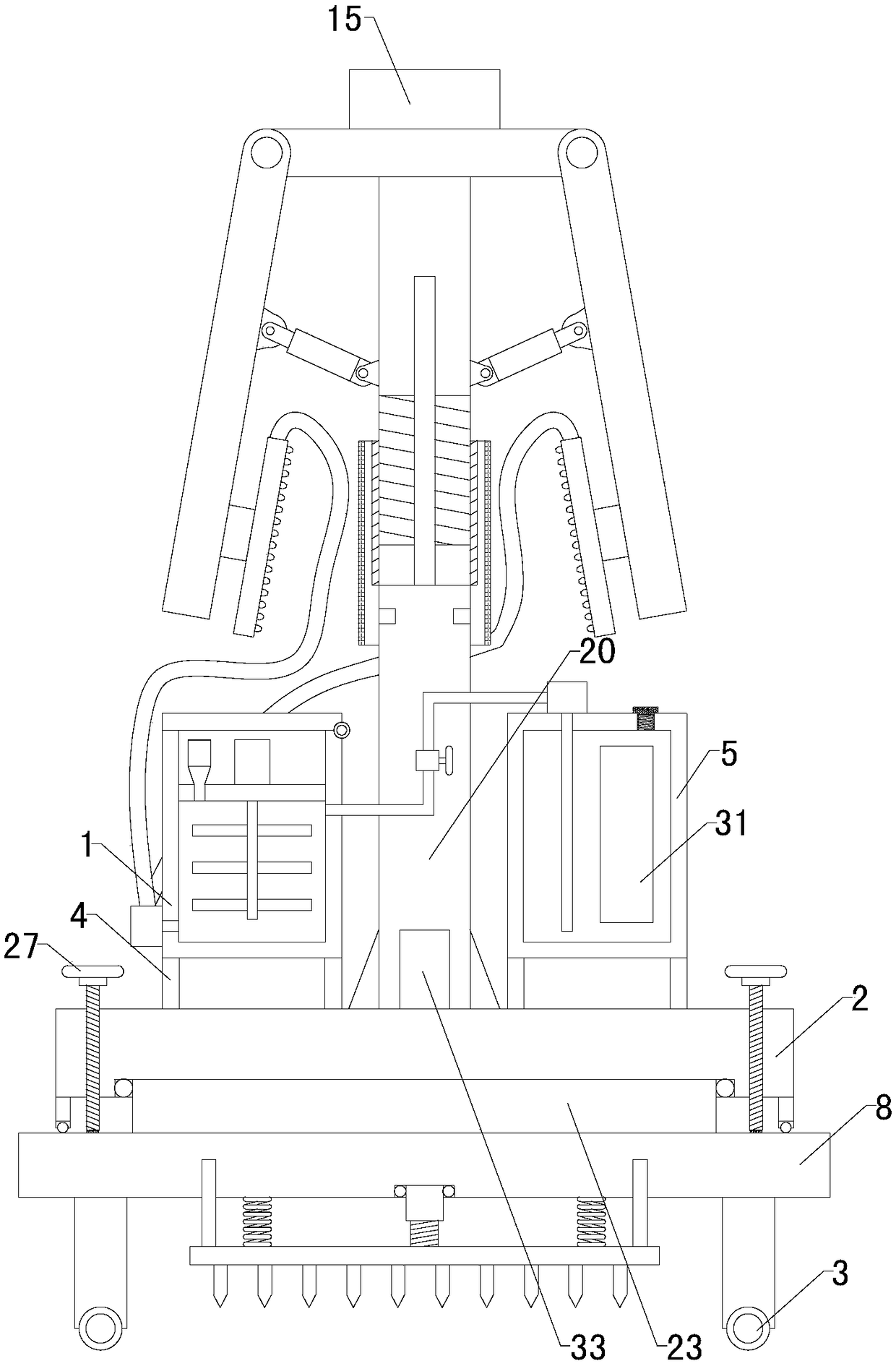 Nutritional solution preparing and spraying device for navel orange planting