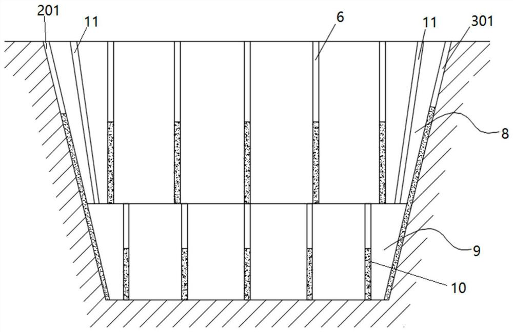 Negative excavation blasting structure and method for nuclear island corridor foundation pit