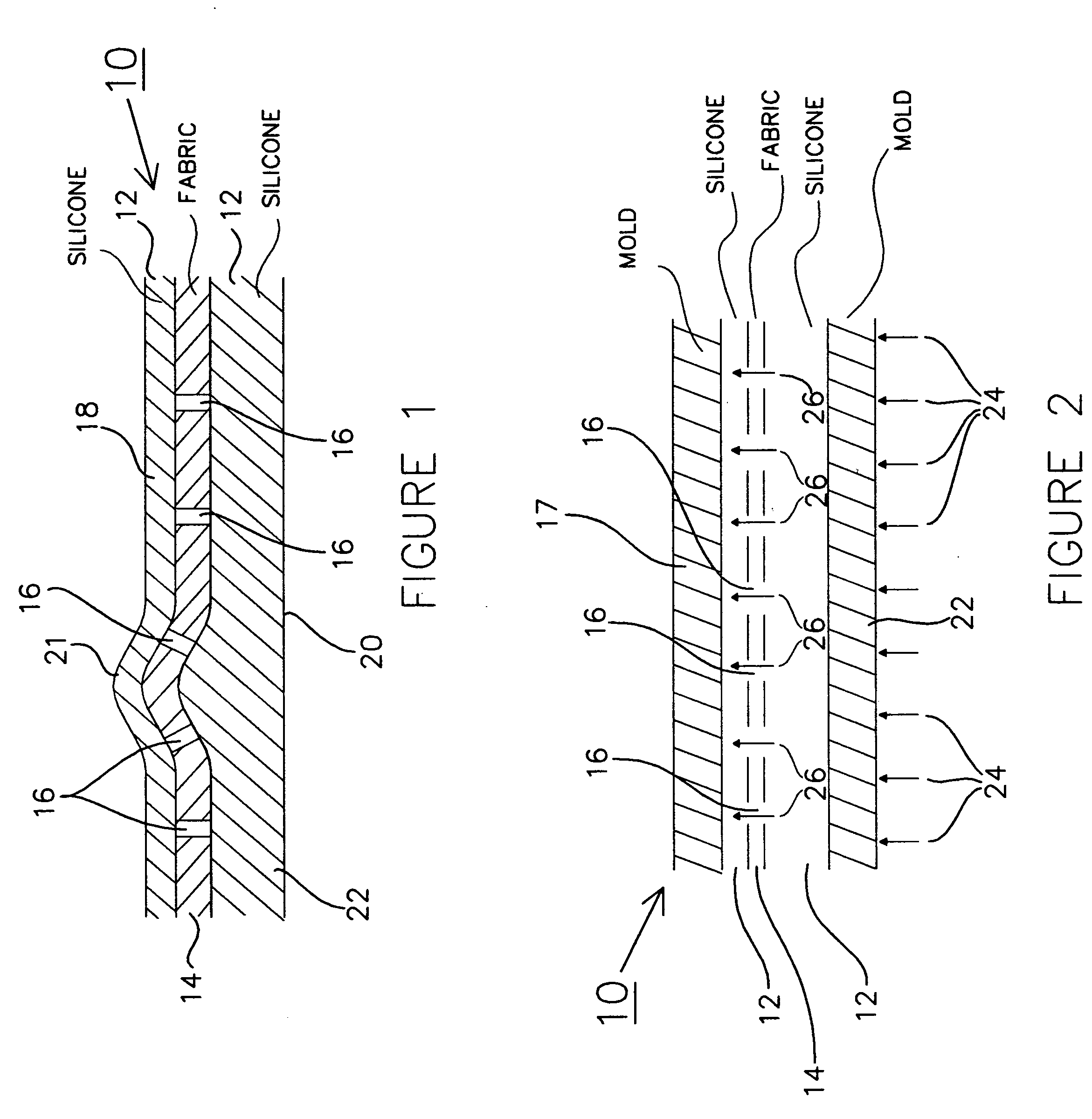 Composite fabric/silicone structure