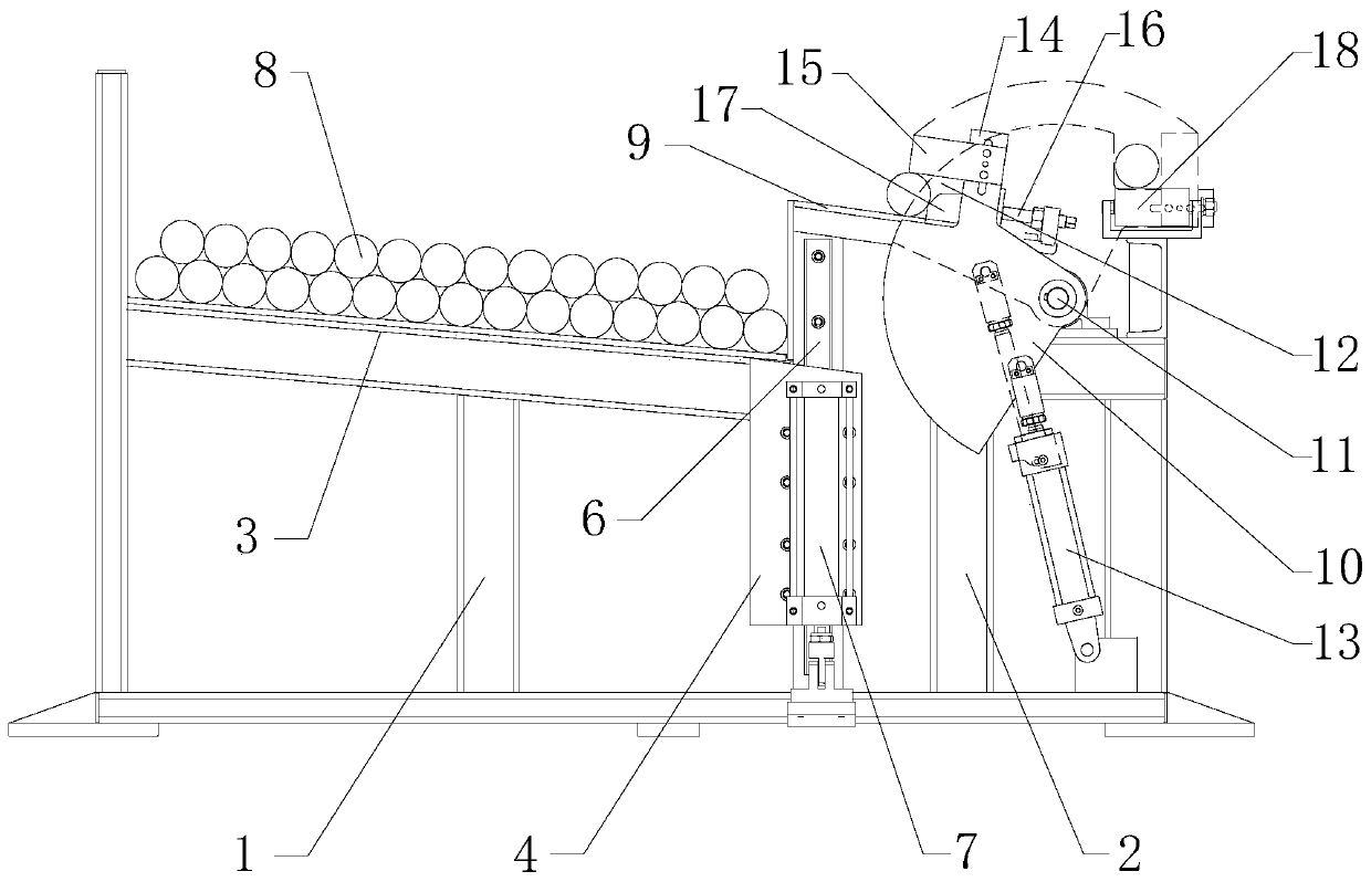 Overturning device for full-automatic high-speed circular sawing machine