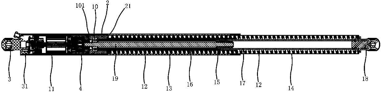 Tail door pushing rod outer pipe fixing structure