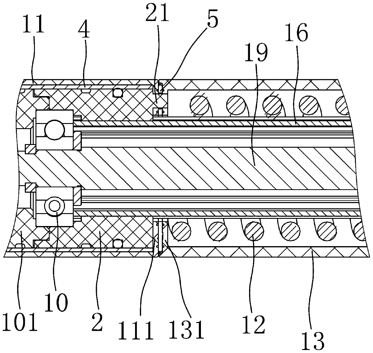 Tail door pushing rod outer pipe fixing structure