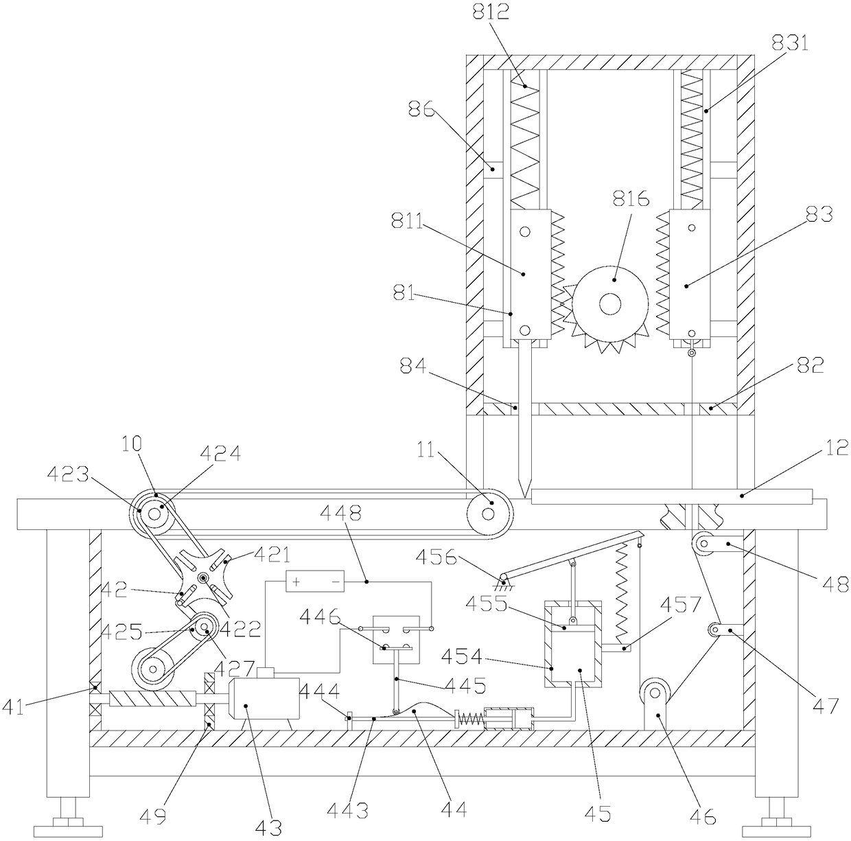 Cutting device for leather bag manufacturing