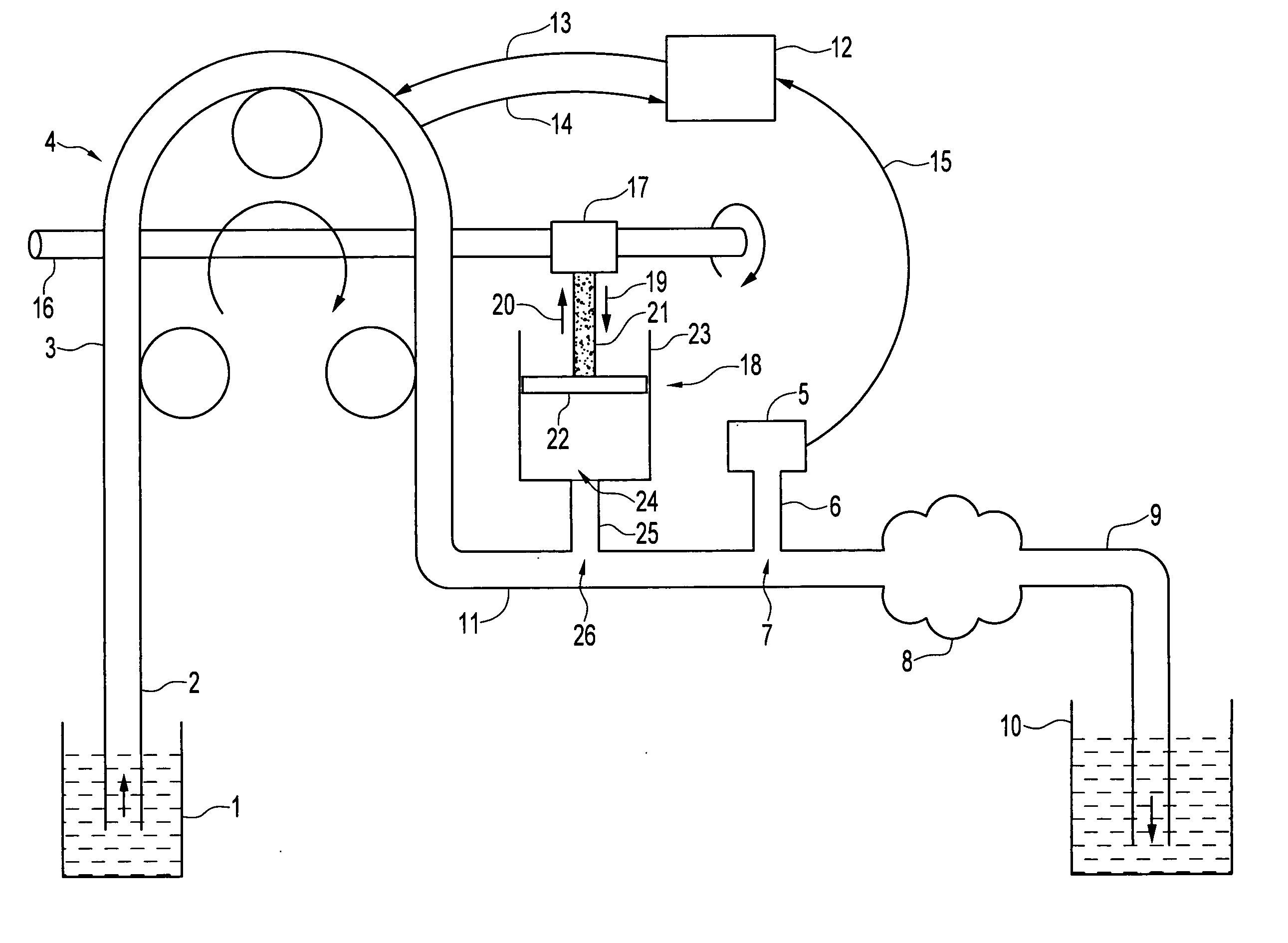 System of dampening pressure pulsations caused by a positive displacement pump in endoscopic surgery