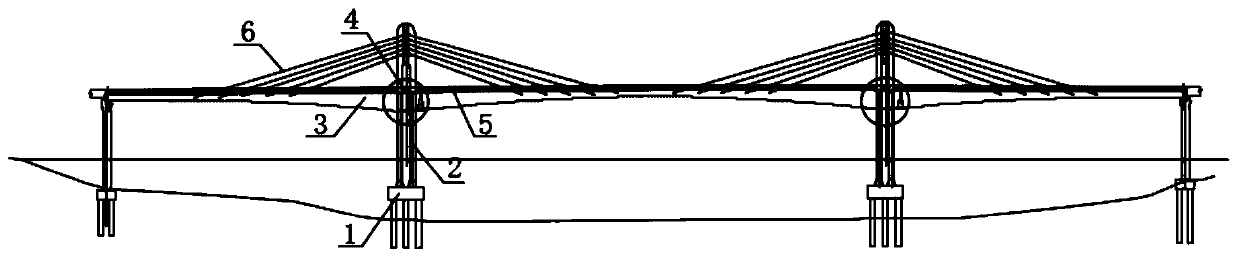 Steel box beam thin-walled pier rigid frame cable-stayed bridge suitable for straddle monorail