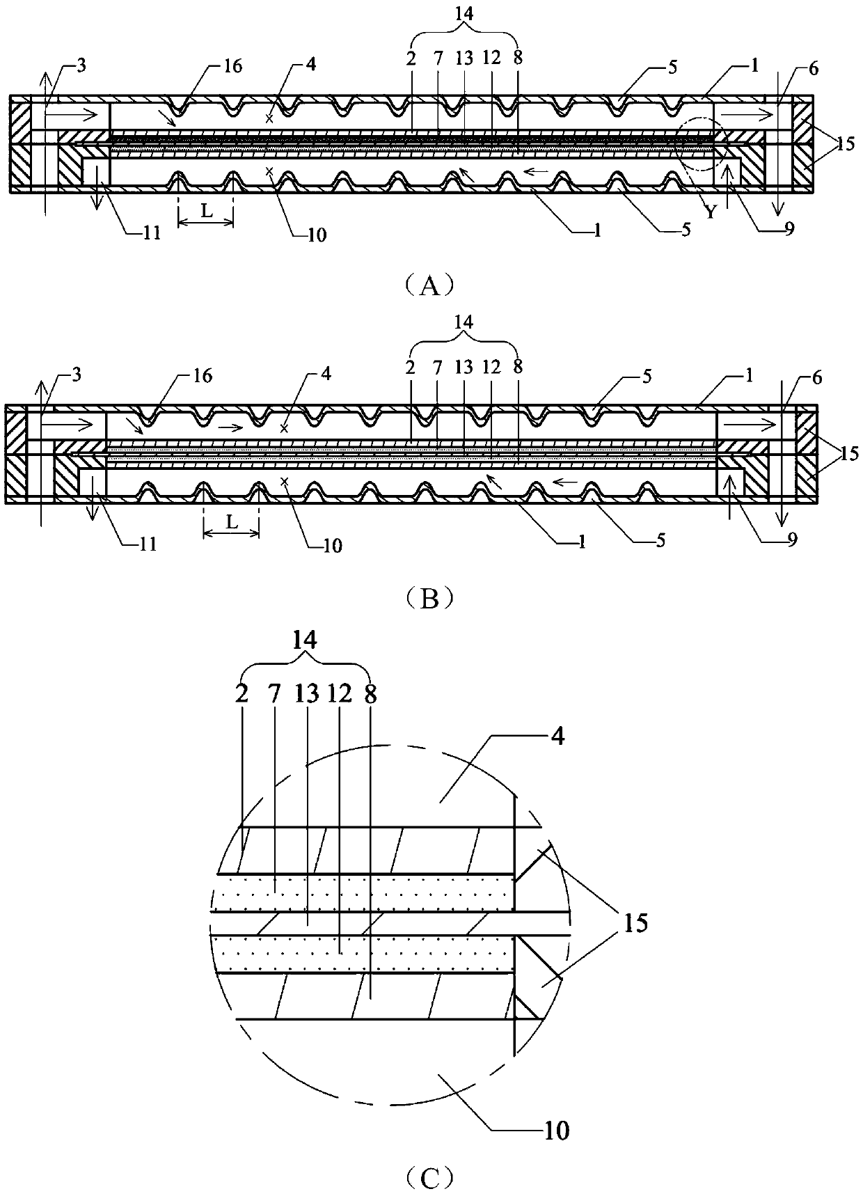 Corrugation staggered fuel cell bipolar plate structure