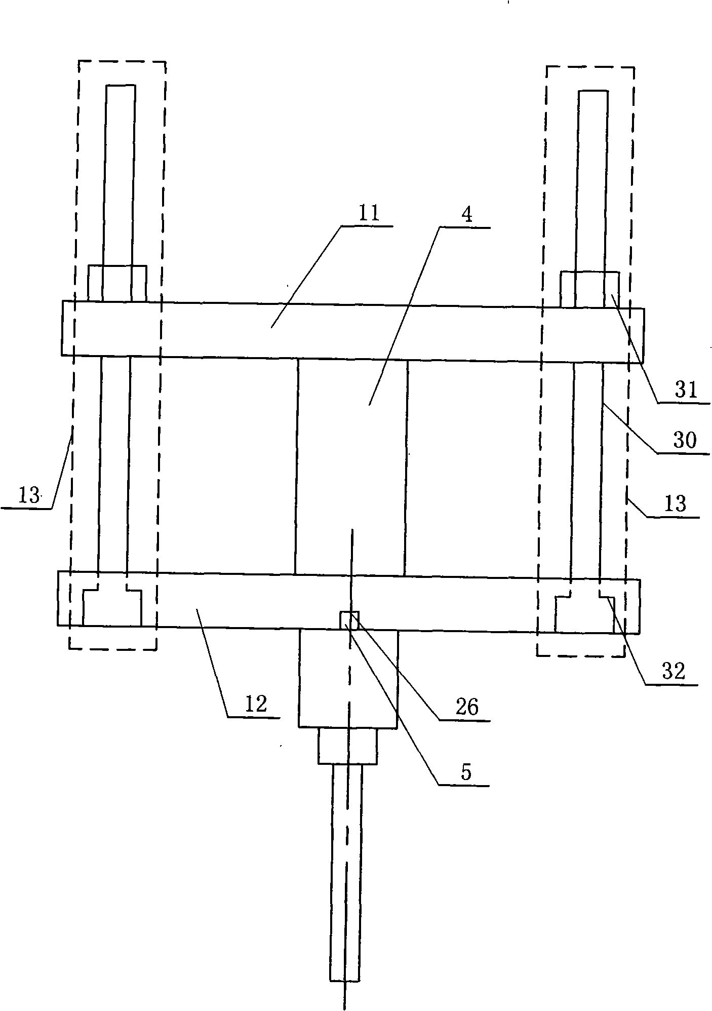 Shearing type large size material damping testing device