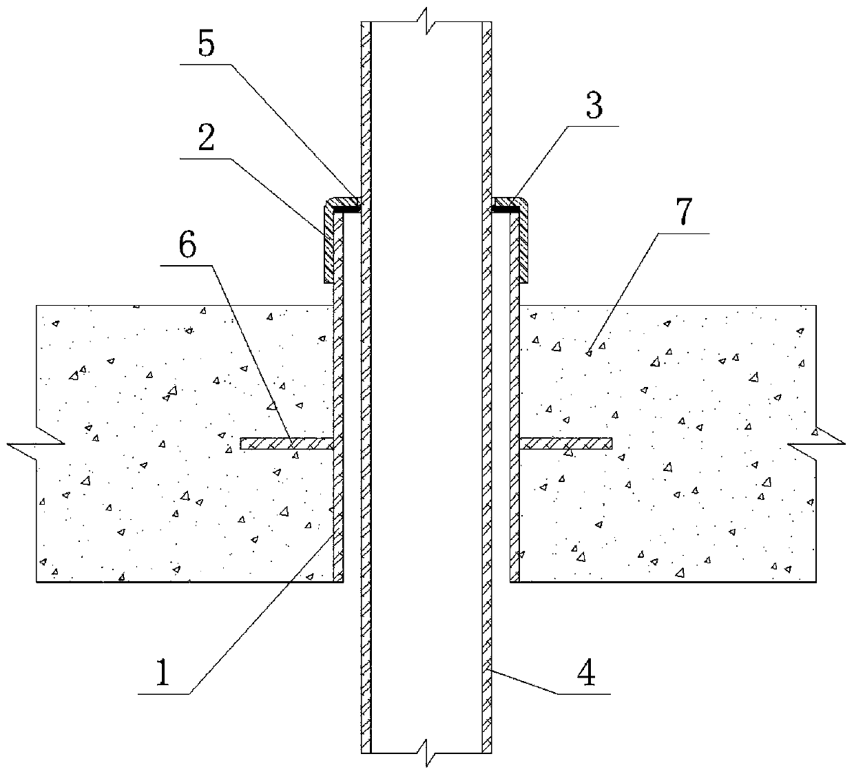 Waterproof component for pipeline to pass through floor and mounting method thereof