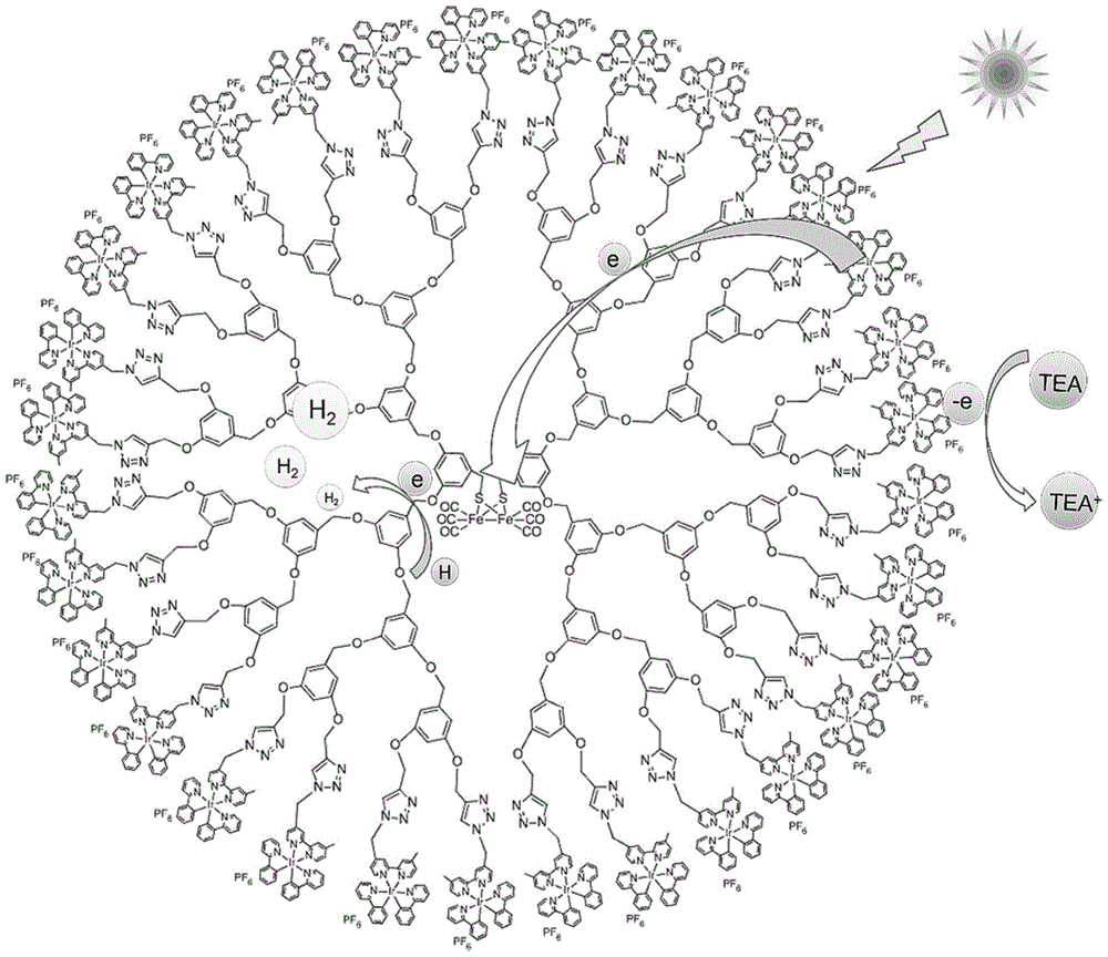 A kind of dendritic polymer and preparation method and its application as catalyst in photocatalytic hydrogen production