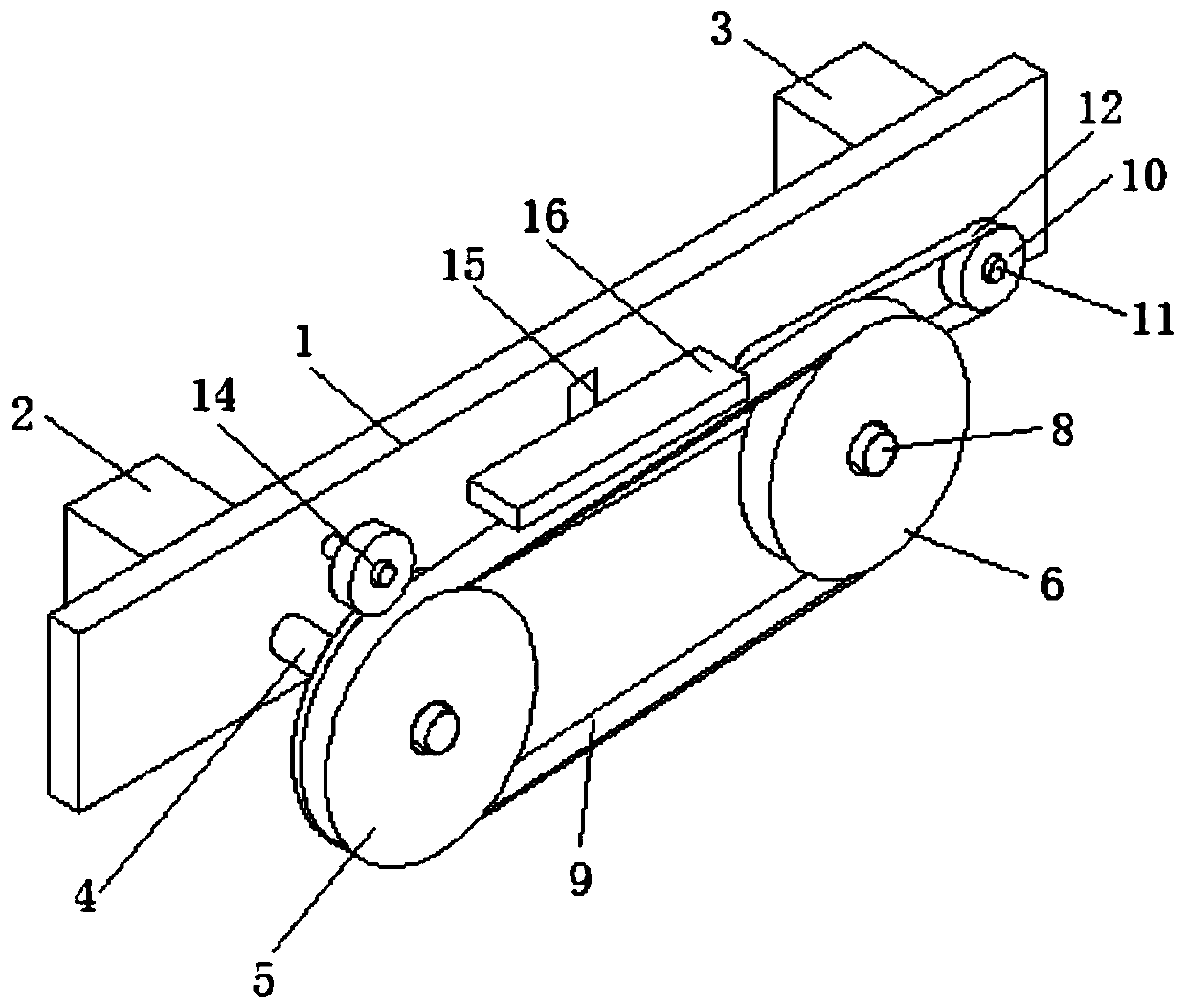 Strip billet tensioning device of V-shaped belt cloth wrapping machine