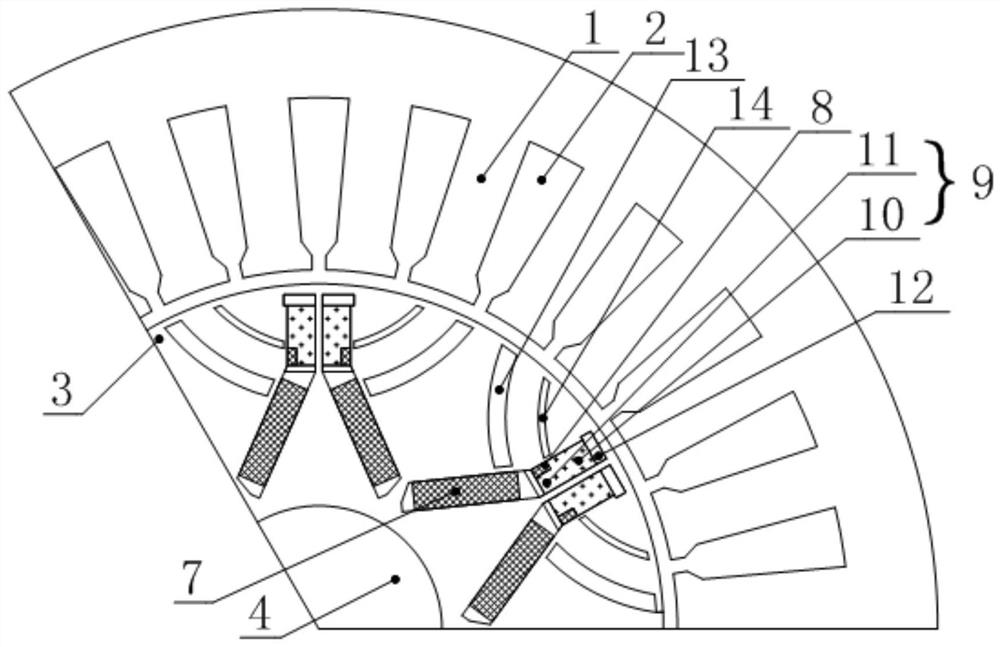 Magnetic circuit segmentation type series-parallel connection adjustable magnetic flux motor