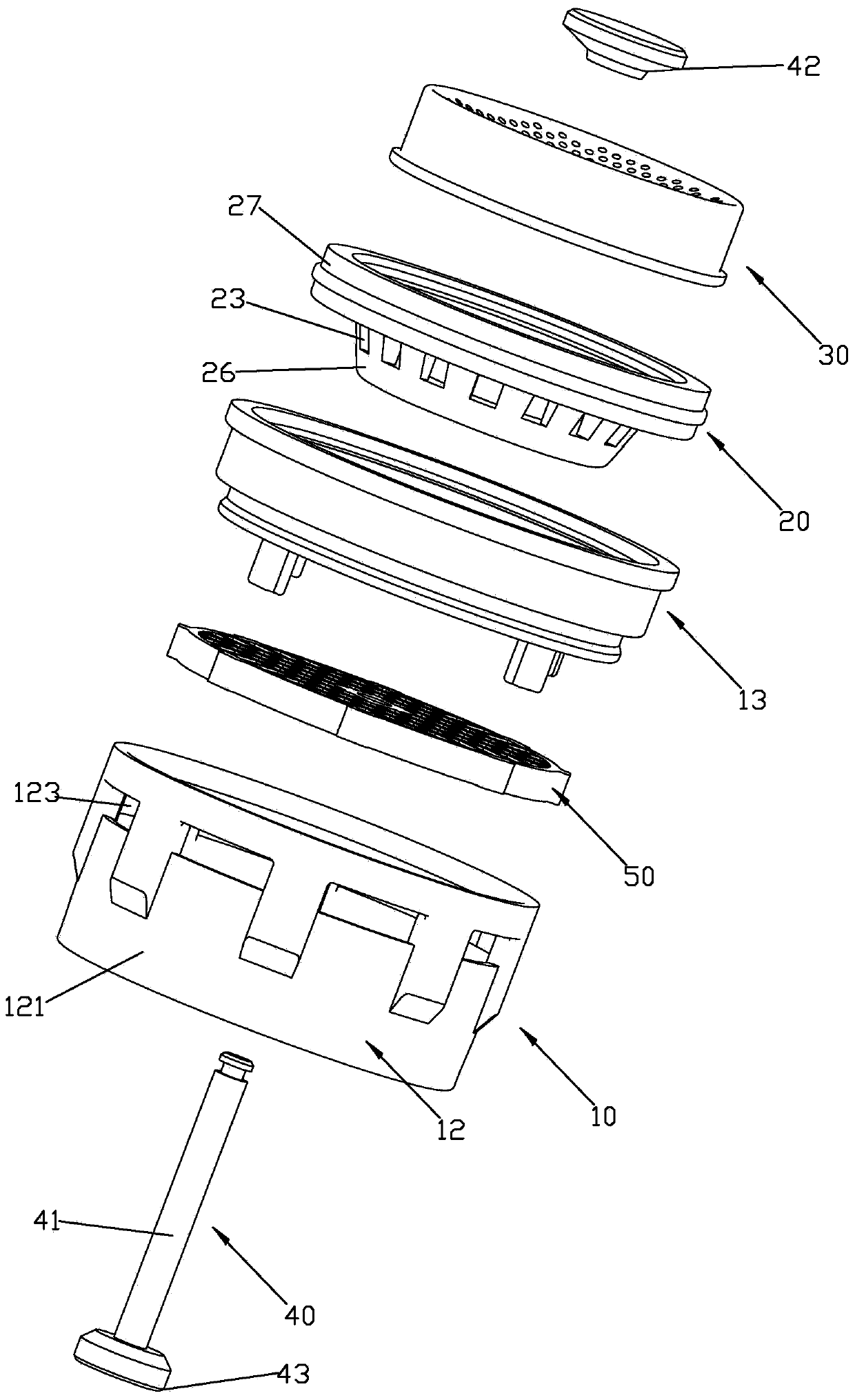 Water discharging device with cleaning function