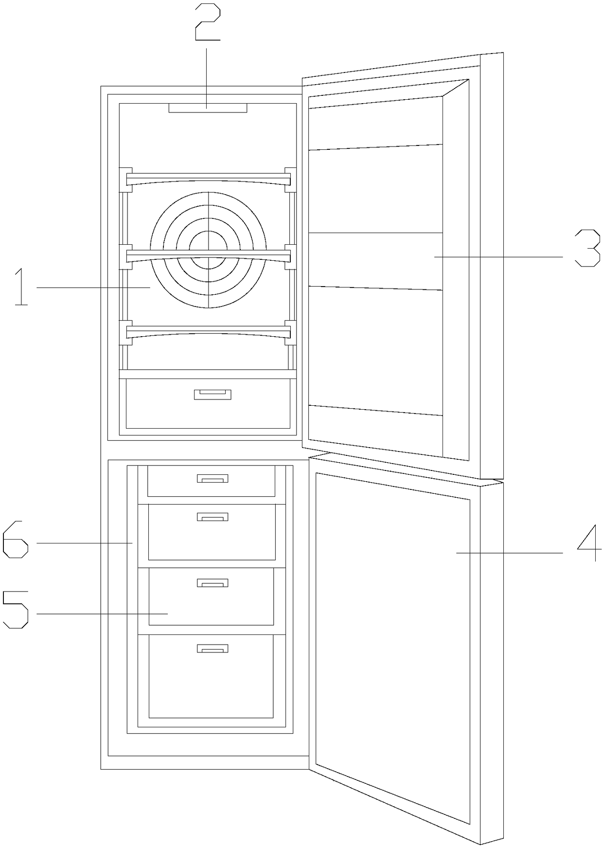 Refrigerator capable of dispersing energy to homogenize cold of refrigerating chamber and separating and unfreezing meat and water