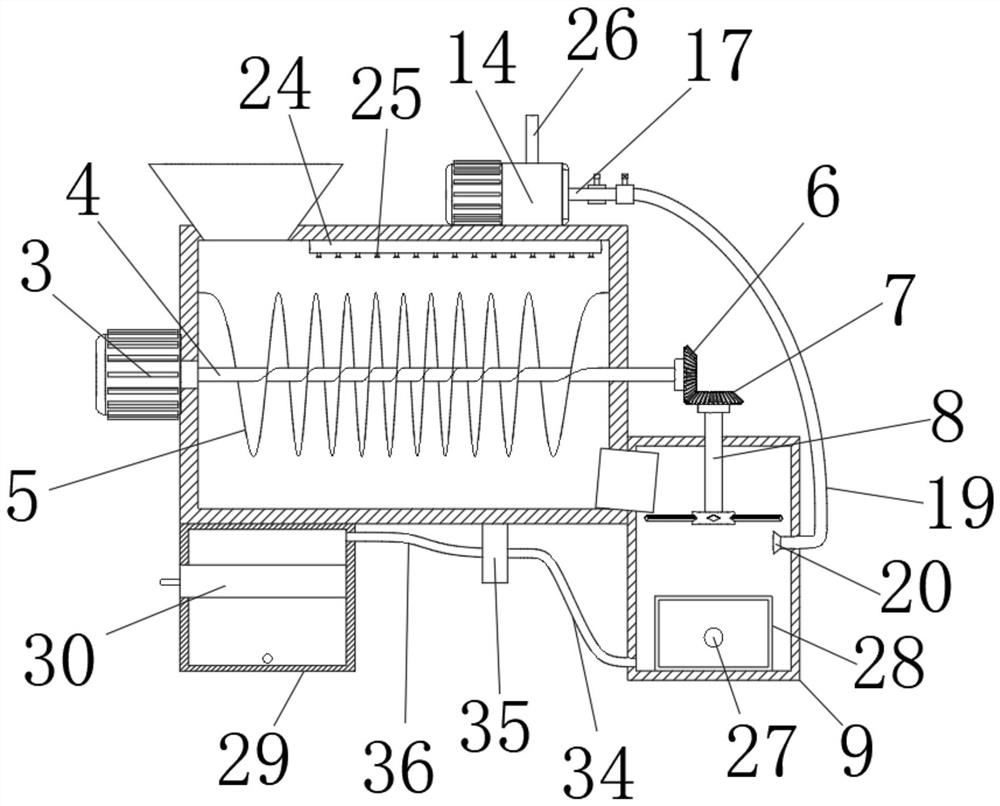 Columnar organic glass raw material extrusion device capable of eliminating bubbles