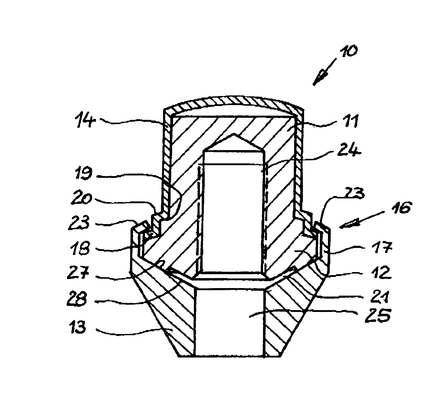 Wheel nut and fastening element