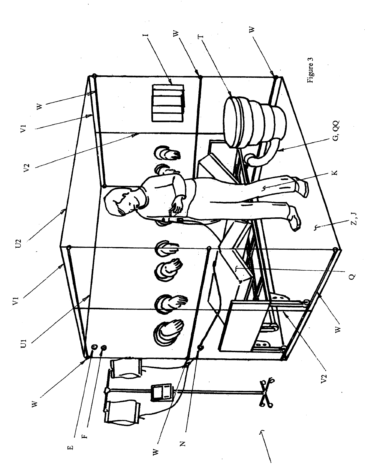 Method and device for containing deadly germs of a patient during treatment