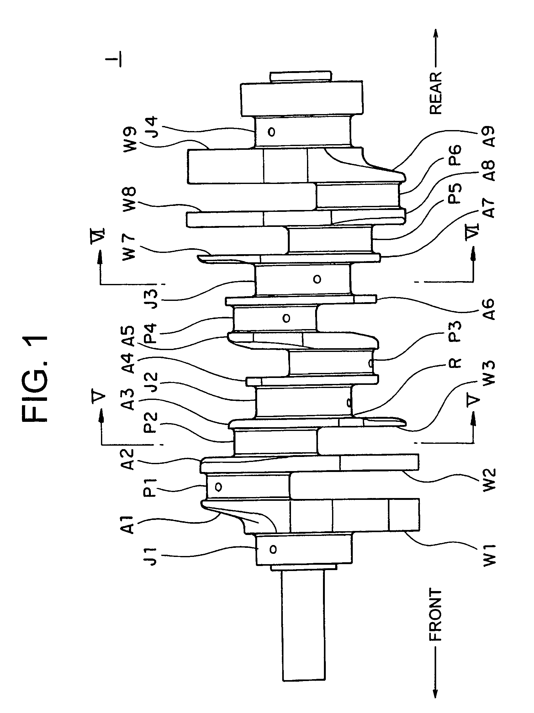 Crankshaft for V-type six-cylinder engine