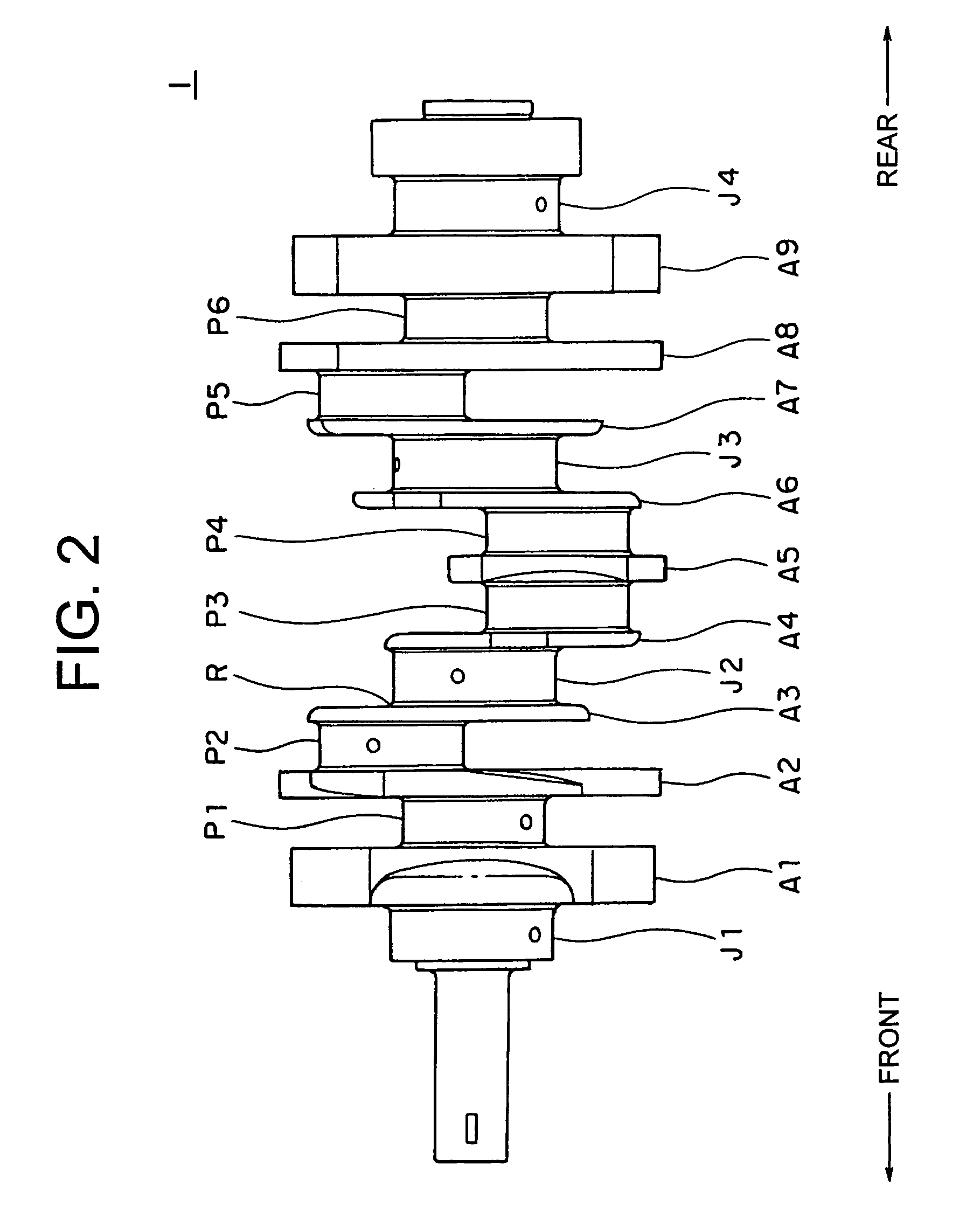 Crankshaft for V-type six-cylinder engine