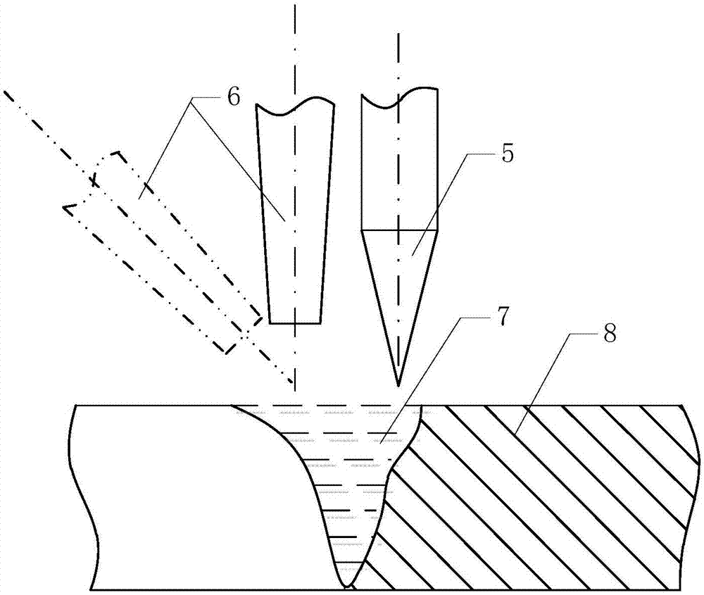 Metal double-laser-beam impact forging low-stress welding device and method