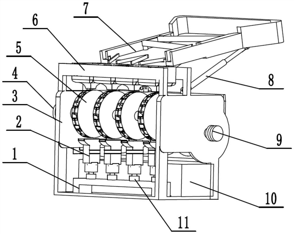 An opening device for automatically separating the size of macadamia nuts