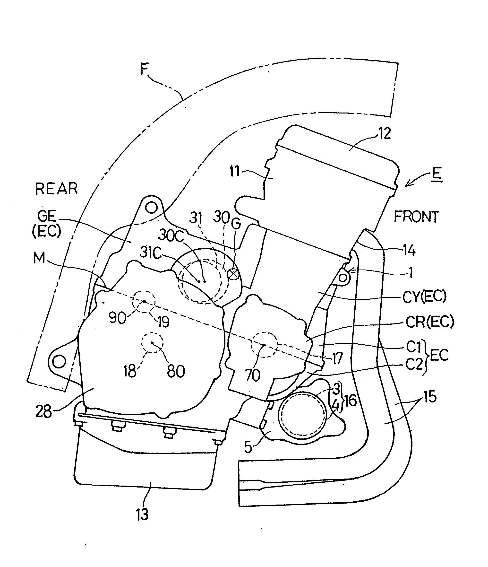 In-line multicylinder combustion engine