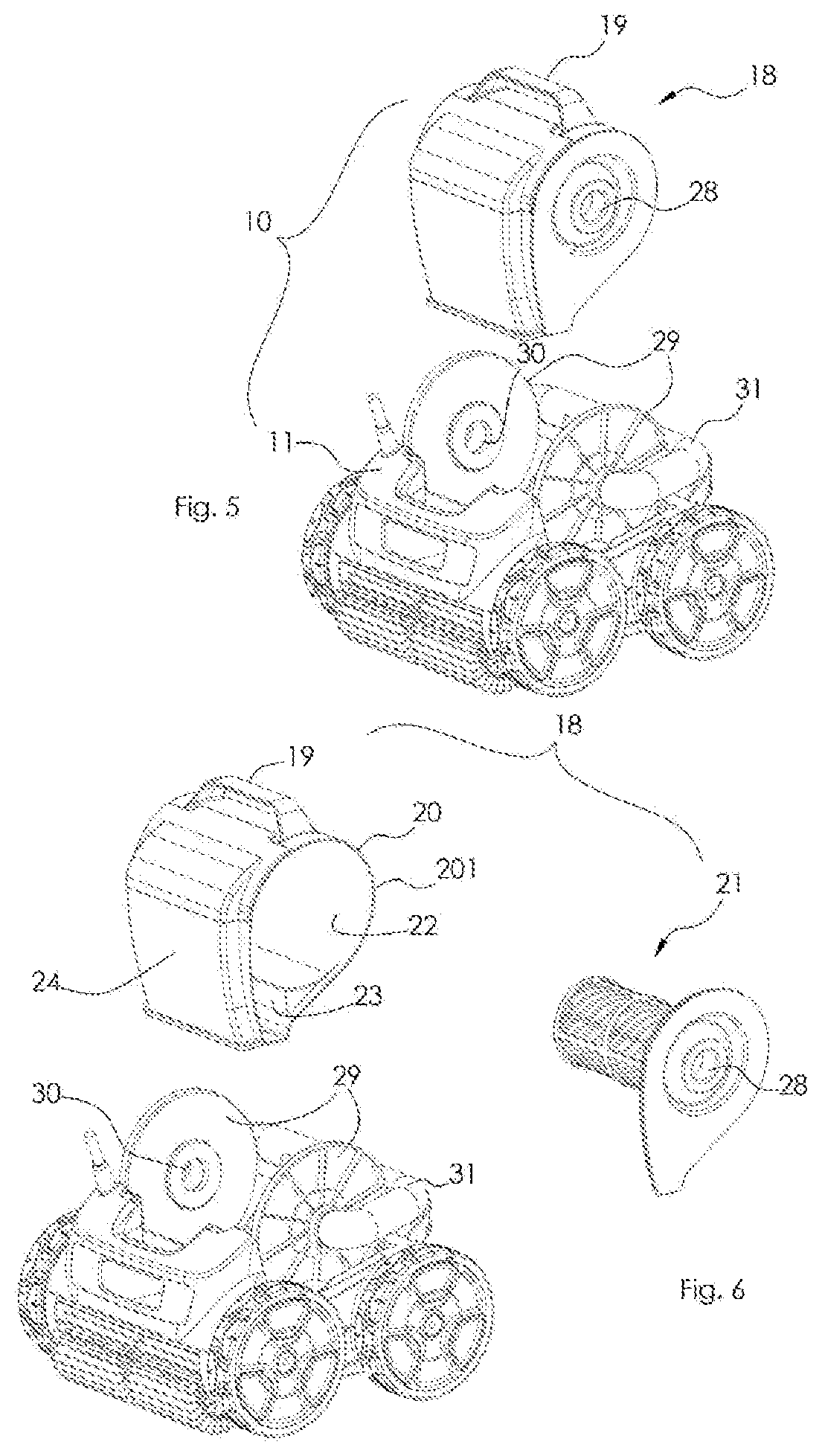 Swimming pool cleaning apparatus having a debris separation device operating by centrifugal spinning and filtration