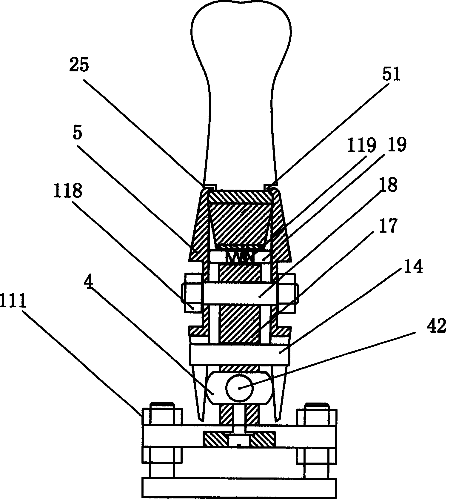 Shoe tree positioning and fastening device and its dedicated shoe tree