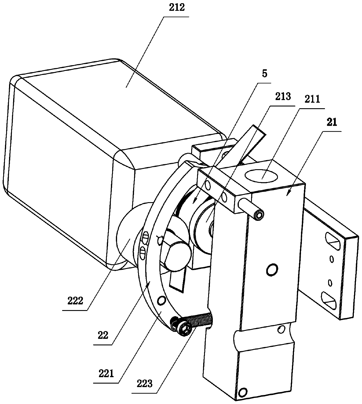 A constant tension cloth belt guiding device on a square tooth rice discharge machine