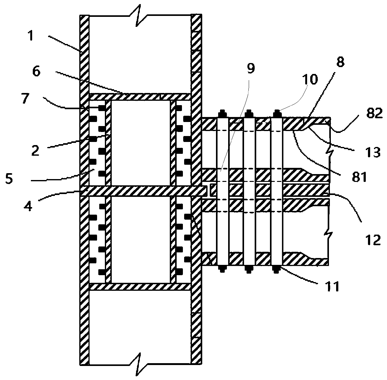 Connection structure for beam column nodes of module-assembly-type building