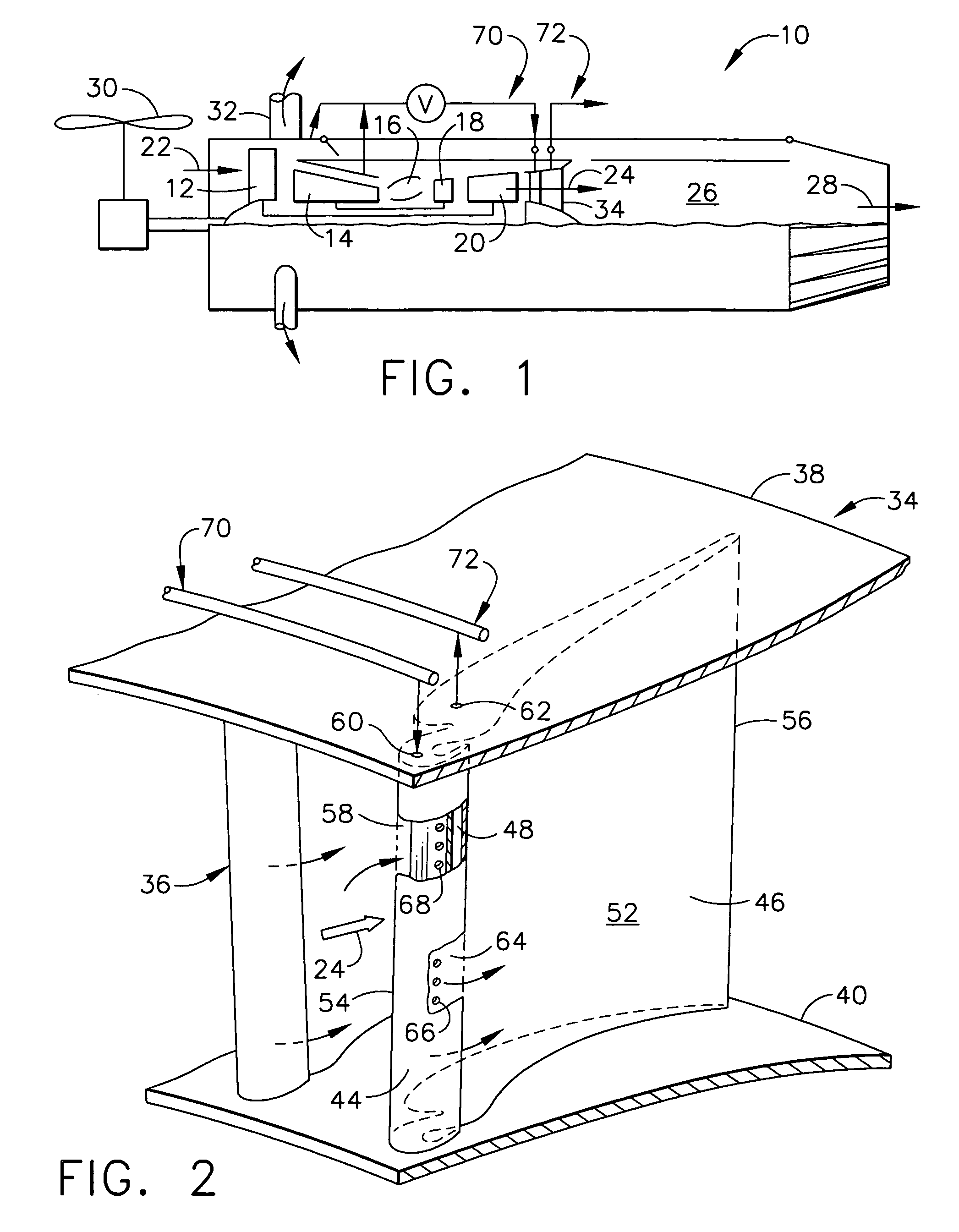 Bifurcated outlet guide vanes