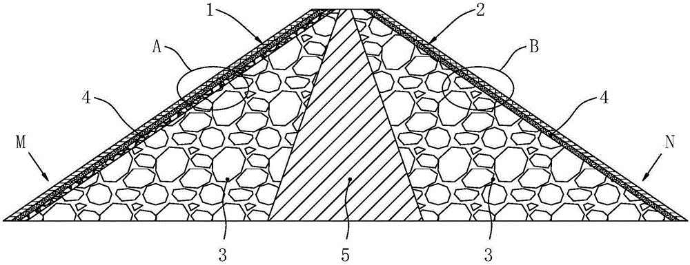 High earth-rock dam slope protection structure and construction method thereof