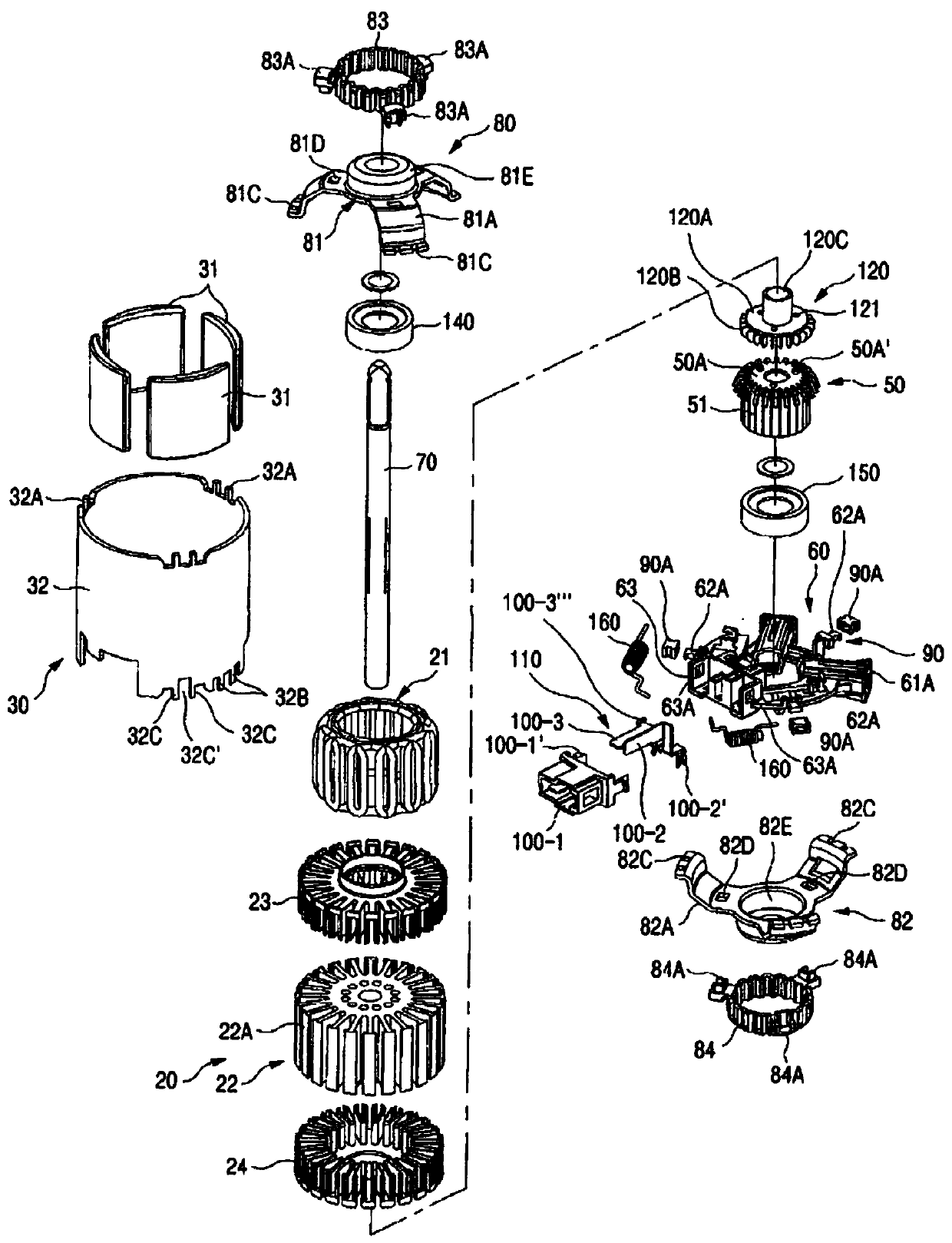 Direct current motor for vehicle