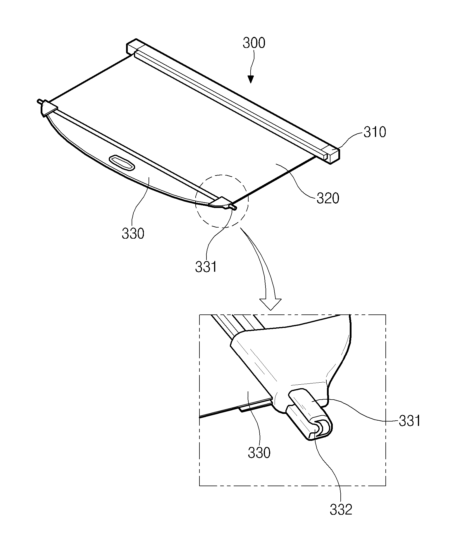 Auto return structure of luggage room screen