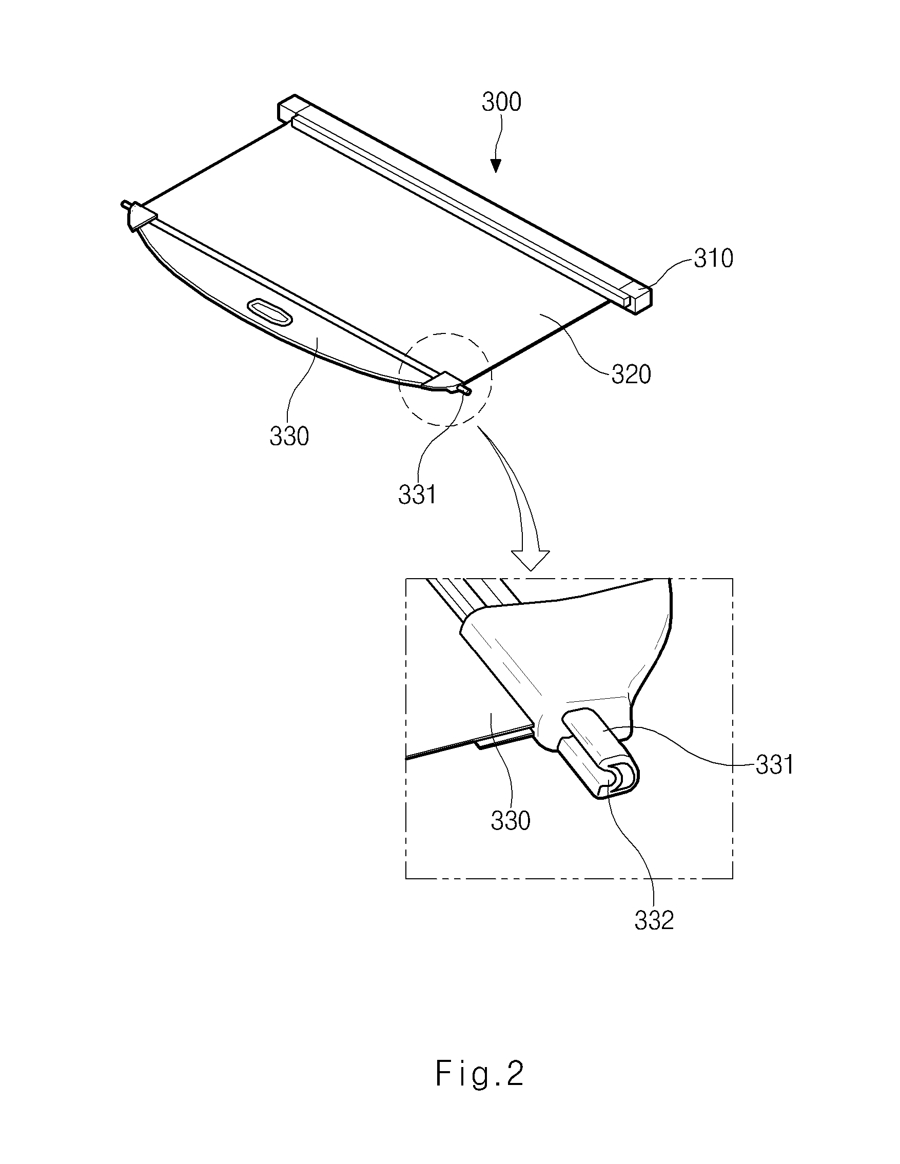 Auto return structure of luggage room screen