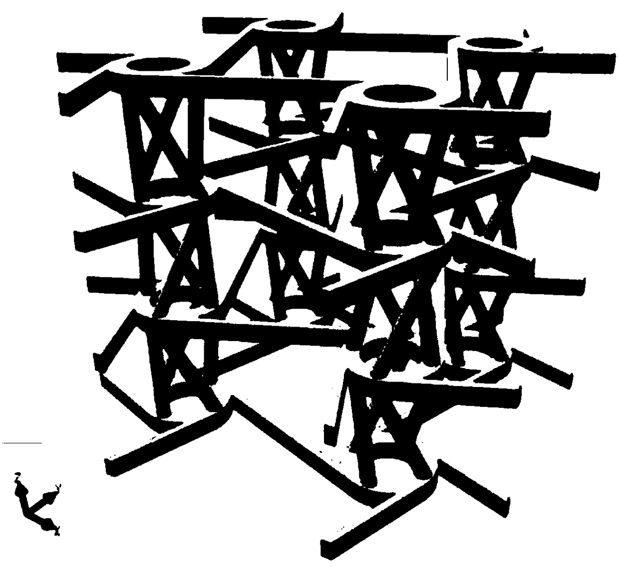 Porous material structure having three-dimensional negative Poisson's ratio