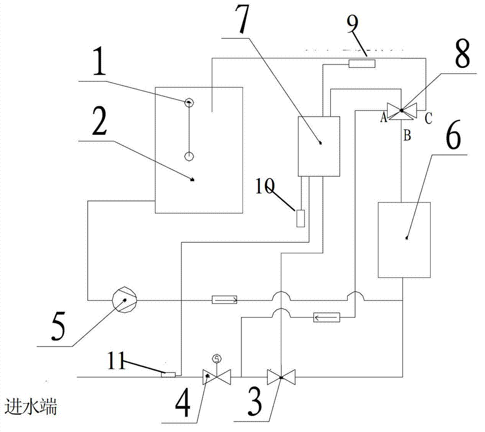 One-time heating heat pump water heater outlet water temperature control device and temperature control method