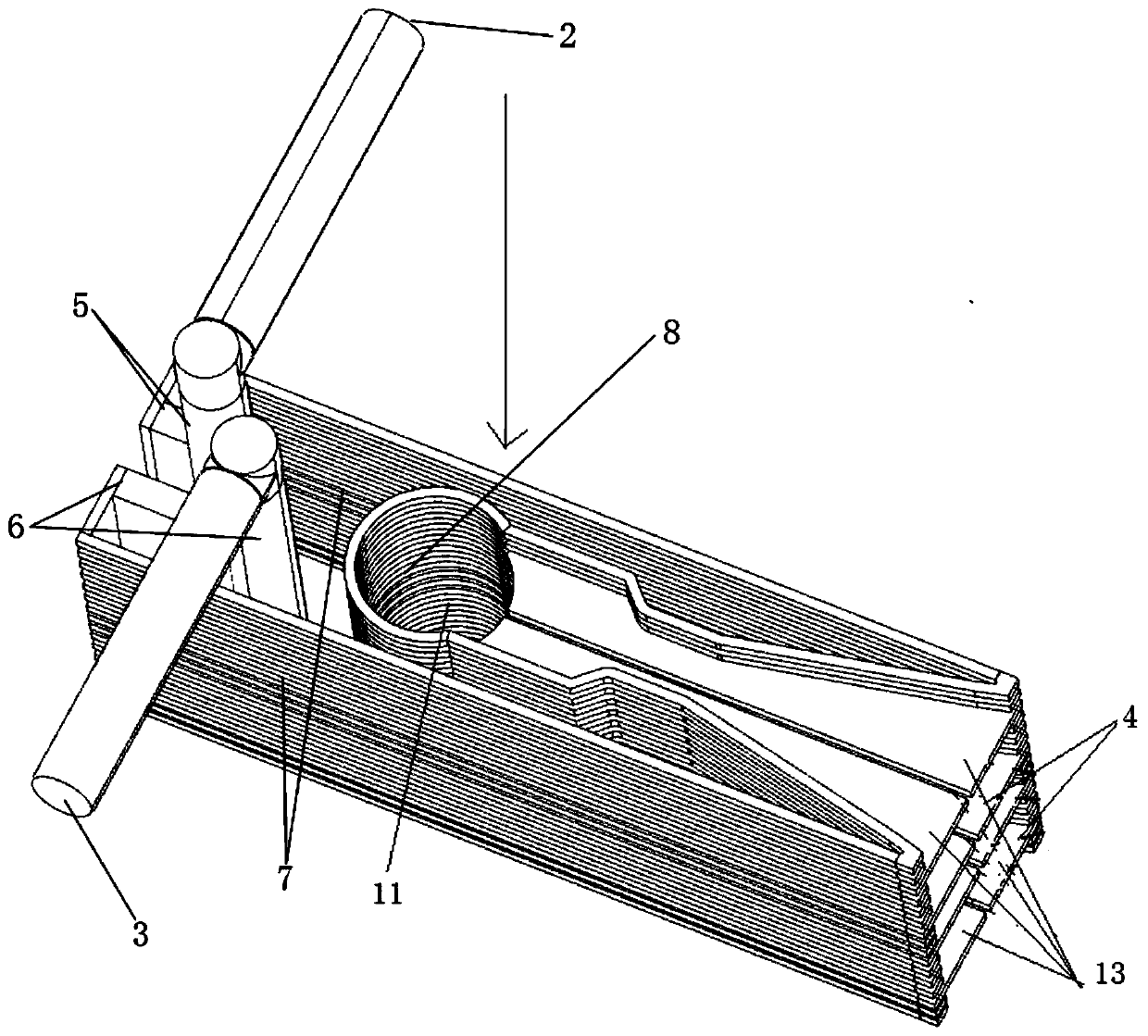 Active cooling double-spray pipe support plate ejection rocket for rocket based combined cyclic engine