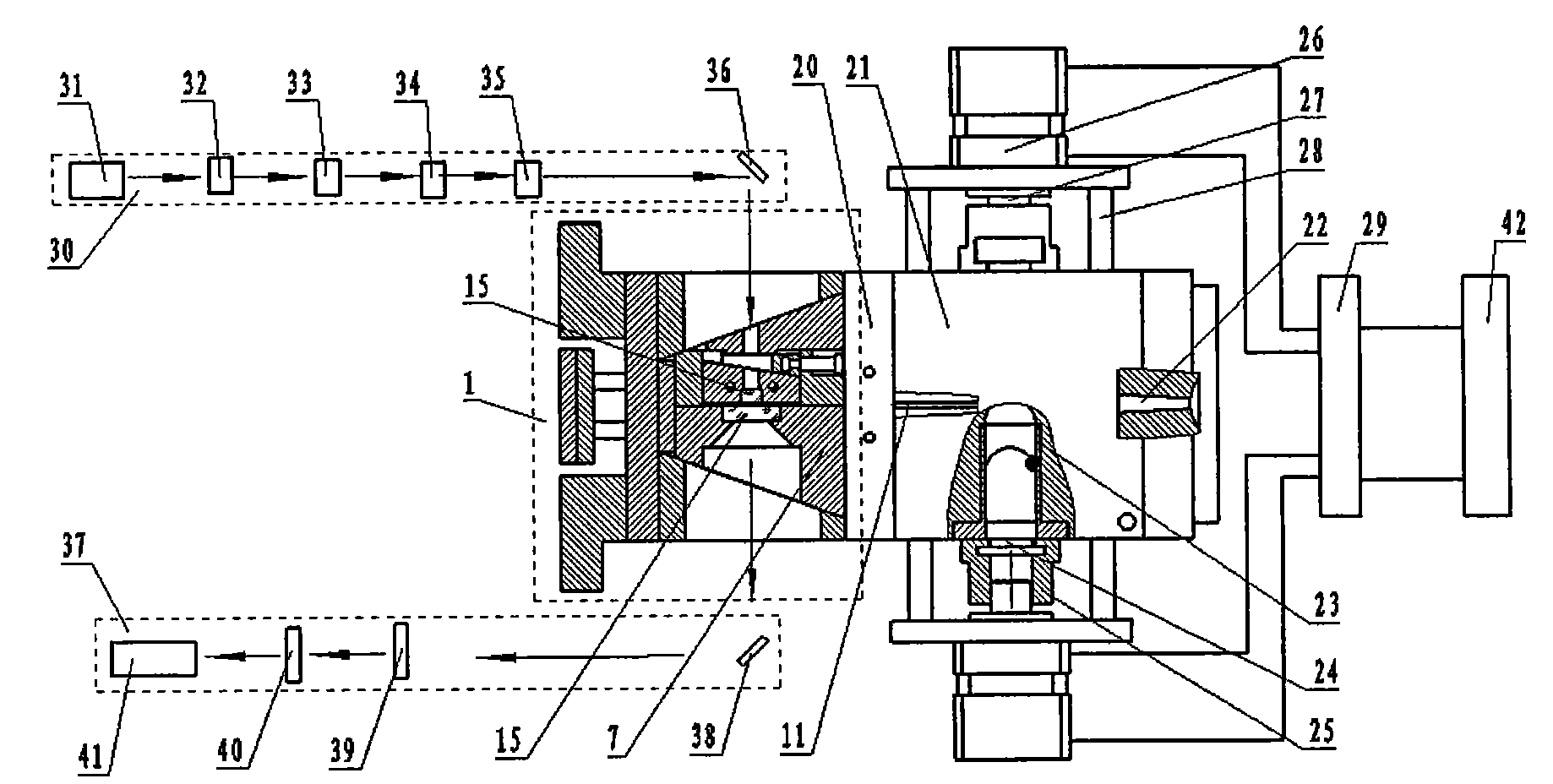 Outfield shape control forming device for laser online detection of the change of the polymer condensation state