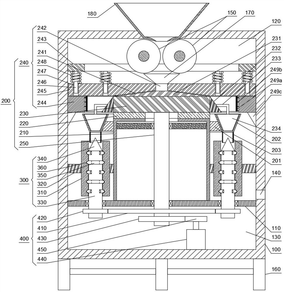 Grinding device for calcium powder production