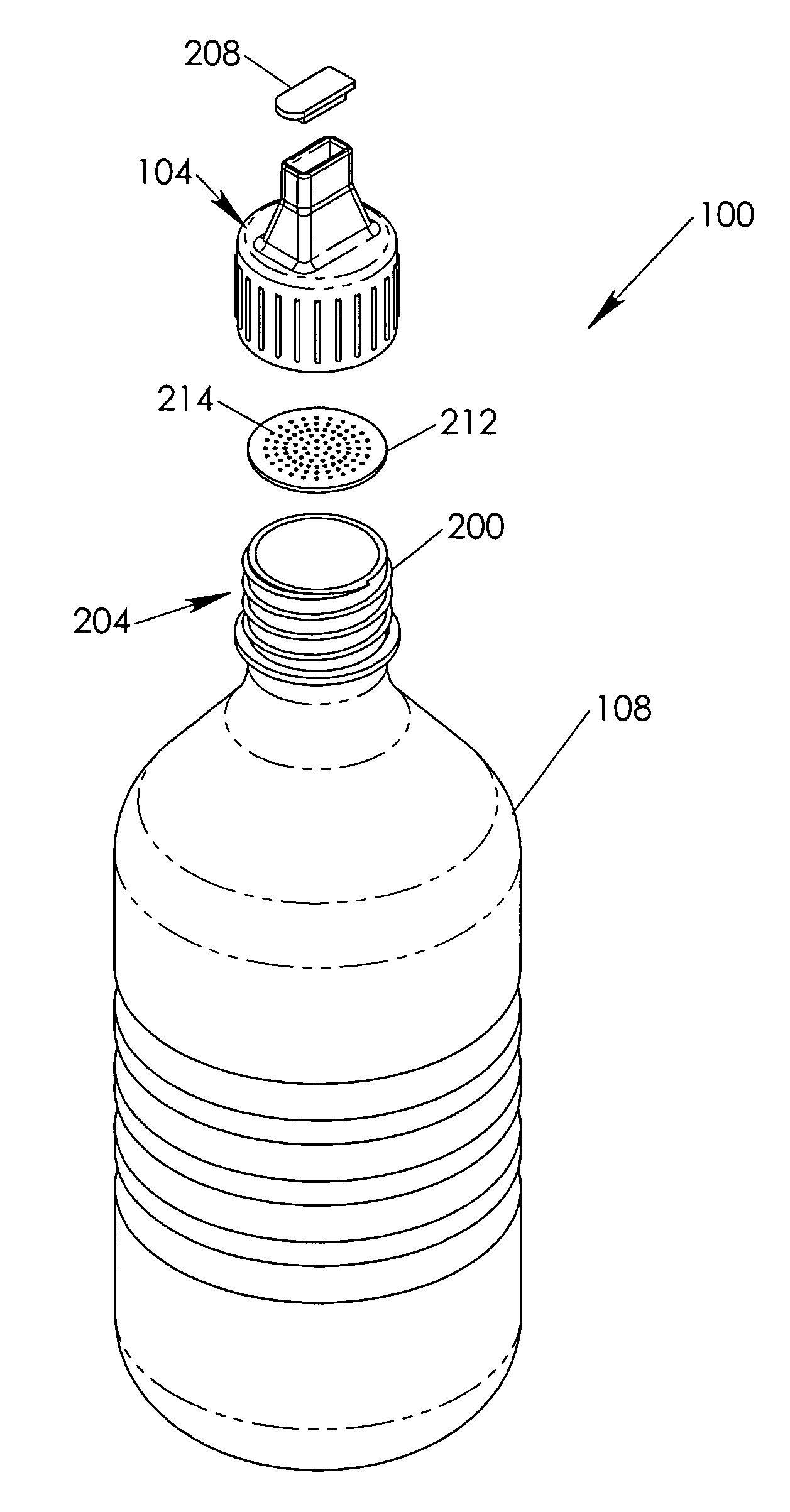 Fluid dispensing cap & bottle assembly