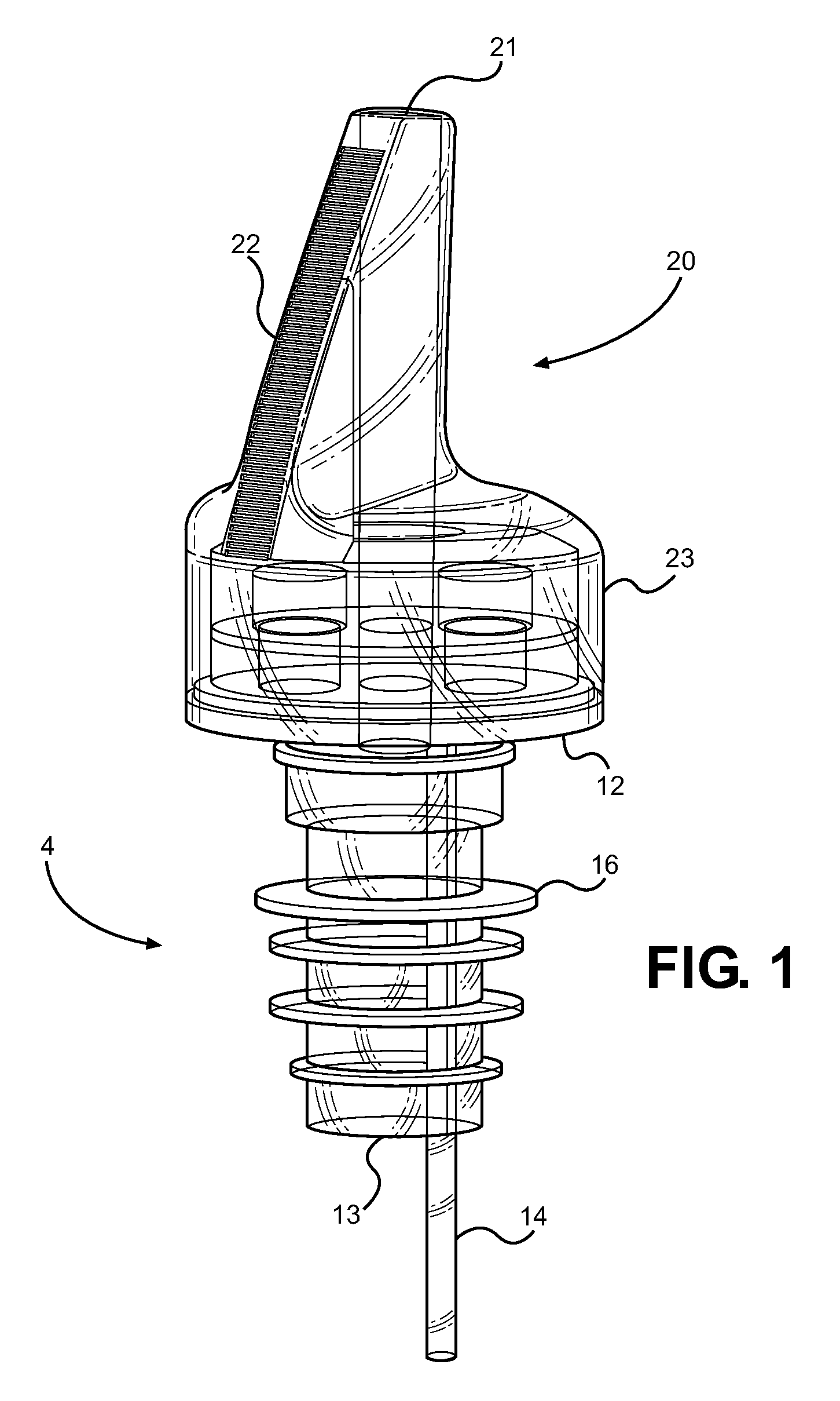 Liquid vessel pourer with timed illuminator for measuring purposes