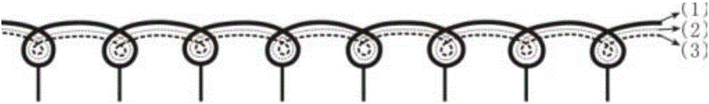 One-way moisture guiding and absorbing and heating knitted fabric and manufacturing method thereof